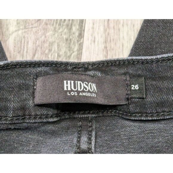 Hudson Los Angeles Womens Size 26 Barbara Super Skinny Grey Black Denim Jeans - Picture 4 of 11
